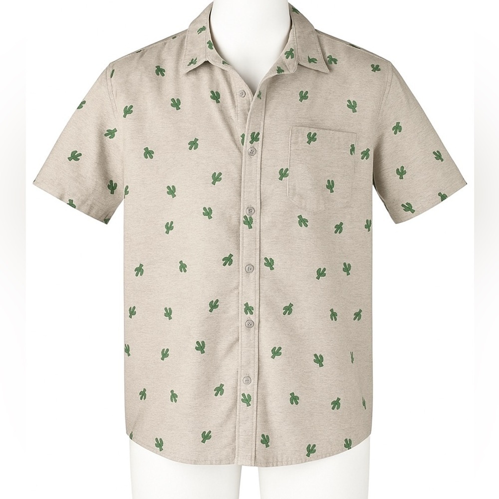 Molokai Surf Co. Gray Cactus Button‎ Down - Size XXL